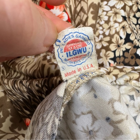 Mardi Modes New York ILGWU Vintage Floral Wide Collar Cap Sleeve Blouse USA - Picture 12 of 16